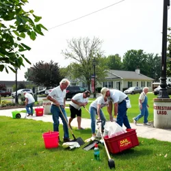 Volunteers cleaning up a park