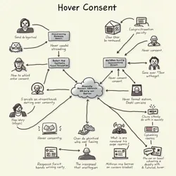 A technical diagram showing the complex decision tree used in modern hover consent implementations to maximize user confusion and data collection