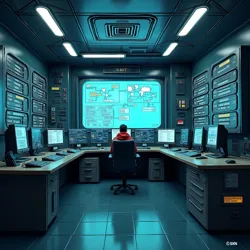 The heavily fortified Universal Subscription Nullifier Control Center during the 72-hour global payment shutdown of 2026