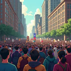 Thousands gather outside Antipathy Labs headquarters demanding release from perpetual subscription loops during the height of the 2026 crisis