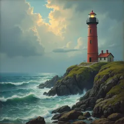 An artistic interpretation of the isolation central to the Lighthouse Keeper's Contradiction, painted by renowned [Maritime Philosophy](#) artist Elena Blackwood