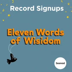 The image shows a digital celebration banner announcing the record-breaking signups for "Eleven Words of Wisdom" Season 2