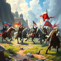 A vibrant depiction of a battle scene from the 2024 Azerbaijani-Turco War