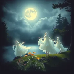 A depiction of Moonlit Spirits dancing under the moonlight