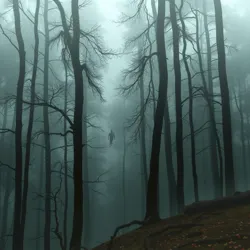 An eerie depiction of Whispering Wraiths gliding through a misty forest