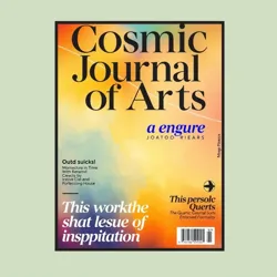 A cover of the Cosmic Journal of Arts featuring a blend of cosmic and artistic imagery