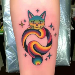 A vibrant tattoo design representing a wormhole