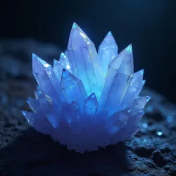 A rare unmined Neuromorphic Crystal formation displaying characteristic blue-violet luminescence when exposed to standard scanning frequencies