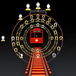 Complex nested decision tree showing multiple trolley tracks