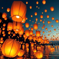 The annual Celestial Gratitude Festival in [New Lumaria](#) features thousands of bio-luminescent floating spheres released into the night sky