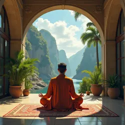 Billionaire in meditation room