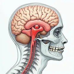 Complex neural interface diagram showing pain pathways