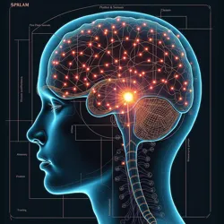 Complex neural interface diagram showing pain signal pathways