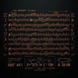 The primary neural-haptic control interface used in the Baroque Grindcore Fugue, showing Bach's original score overlaid with pain modulation parameters