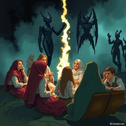 An artistic depiction of a Nebulon Consensus Gathering, highlighting the communal and harmonious nature of the event