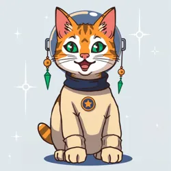 Illustration of a cat in a space suit meeting an alien