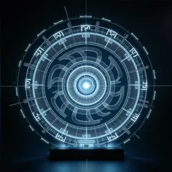 A holographic readout from a Thematic Resonance Scanner showing the complex pattern of thematic interactions between three adjacent zones