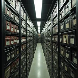 A secret FLF archive containing thousands of preserved pre-war typefaces on specialized storage media