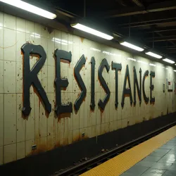 Illegal typographic expression discovered in an abandoned subway station, circa 2047