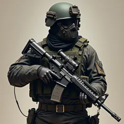 Standard issue Black Flag Division combat gear, including reinforced amplifiers and tactical accessories