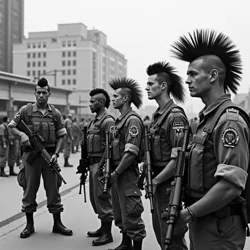 Members of the 1st Mohawk Battalion preparing for the Siege of the Forum, August 1985