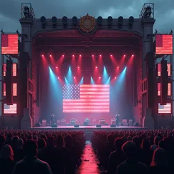 The main stage at the 2022 Operation Mosh Pit Memorial Concert, featuring the traditional wall of combat-modified amplifiers