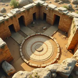 Archaeological remains of the Council's primary meeting chamber, showing the distinctive solar-oriented architecture and ceremonial layout