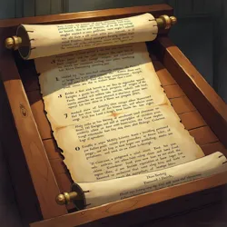 Ancient scrolls containing the original writings of Dr. Kree'va Dawnwing preserved in specialized environmental chambers