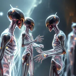 Advanced energy-based life forms demonstrating complex social interactions