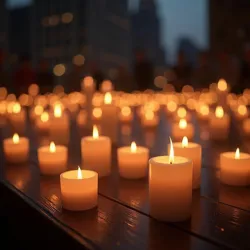 Global candlelight vigil during the first Remembrance Day ceremony in New York City, February 7, 2024