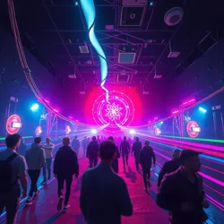 A cosmic rave with vibrant lights