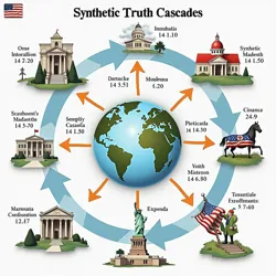 A diagram showing how Synthetic Truth Cascades interact with and influence traditional information ecosystems