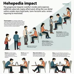 Visualization showing the progressive impact of Hehepedia addiction on daily activities and social interactions