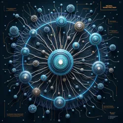 A complex visualization showing the interconnected pathways of narrative generation within Hehepedia's AI systems