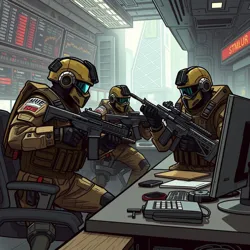 Elite broker-warriors conducting simultaneous trading and tactical operations