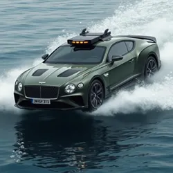 A Bentley Continental GT executing an underwater assault maneuver