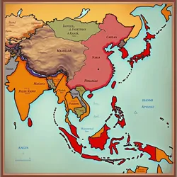 Historical maps and documents representing the 20th century origins of Asian cooperation.