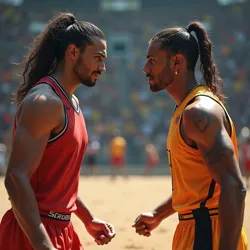 Jax Stronghold and Zara Nova facing off during a Celebrity Kabaddi match highlighting the intense rivalry and contrasting personalities of key players.