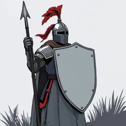 A knight with an extremely plain shield