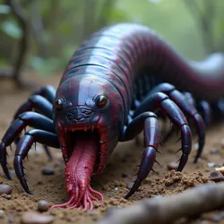 Giant centipede consuming prey