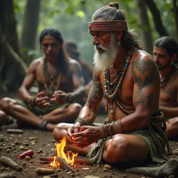 Indigenous shaman performing ritual communication