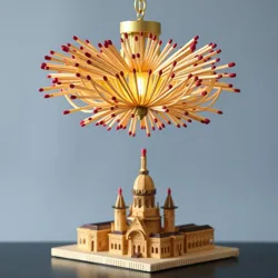 A stunning matchstick chandelier