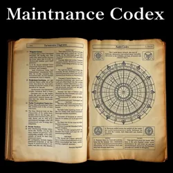 A well-preserved page from the Maintenance Codex showing detailed mechanical diagrams