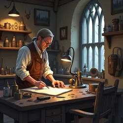 A master artificer crafts specialized medical equipment in the Guild's primary workshop facility in New Ravencrest