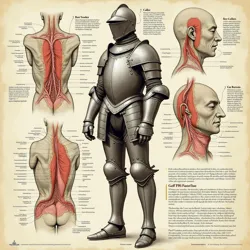 Anatomical diagram showing common pressure points and nerve compression zones associated with improperly fitted plate armor