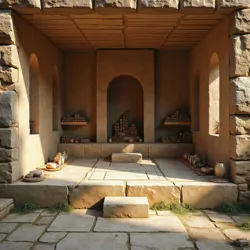 Reconstructed view of a Stone Priest training chamber at Karahan Tepe, showing mechanical practice devices and ritual spaces