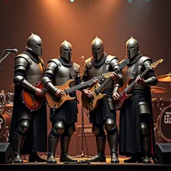 The Meshugge Knights performing their hit song "Matzah of Puppets" at the [Thunderous Tchotchke Festival](#) in 2022