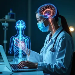 A medical professional using neural interface technology to conduct remote neurological examination