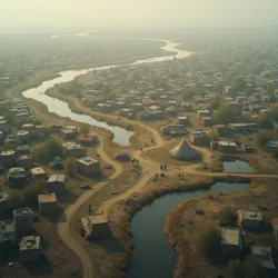 Refugee camp aerial view