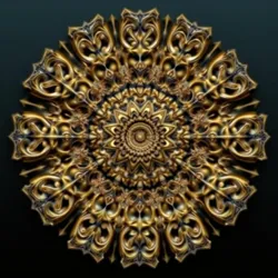 A piece of art by Theo Paraboloid showcasing the fusion of fractal geometry and baroque elements.